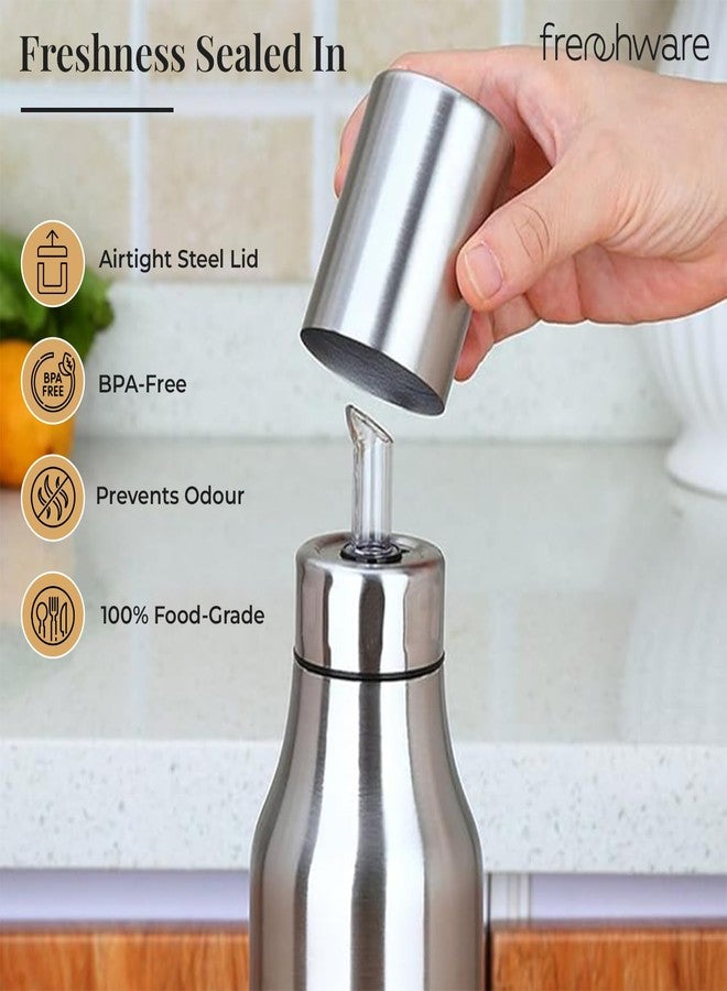 أدوات فرنسية وعاء توزيع الزيت من الفولاذ المقاوم للصدأ من فرنش وير، سعة 1 لتر، مزود بغطاء، مانع للتسرب، خالٍ من مادة BPA، محكم الإغلاق، سهل التنظيف، وعاء للزيت والخل، صديق للبيئة، متين، سهل الإمساك. - Image 4